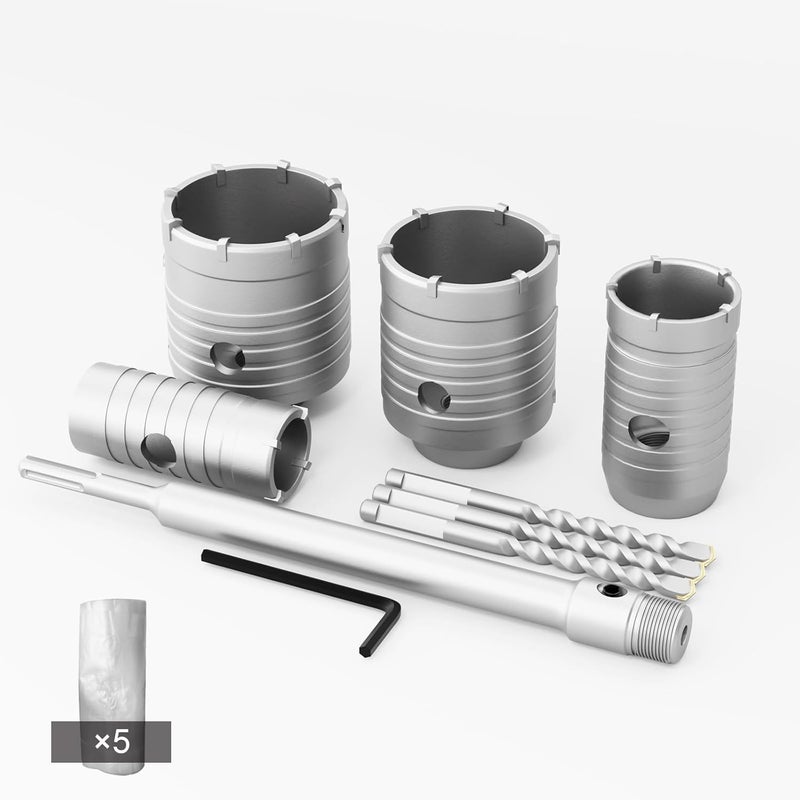 GSTK 10PCS Concrete Hole Saw kit, SDS Plus Shank,with (30mm 40mm 50mm 65mm) Cutting Diameter, Suitable for Concrete, Masonry, Cement, Wall Drilling. - Image 1